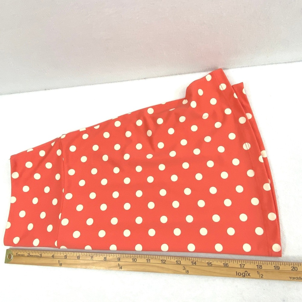 Louie Lucie Skirt Women S Orange Coral Creme Polka Dot A-Line Retro Rockabilly - Picture 9 of 9